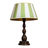 Lampe de table électrique avec abat-jour vert et blanc, années 1950