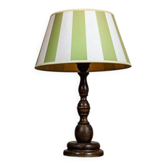 Electric Table Lamp with Green-White Shade, 1950s