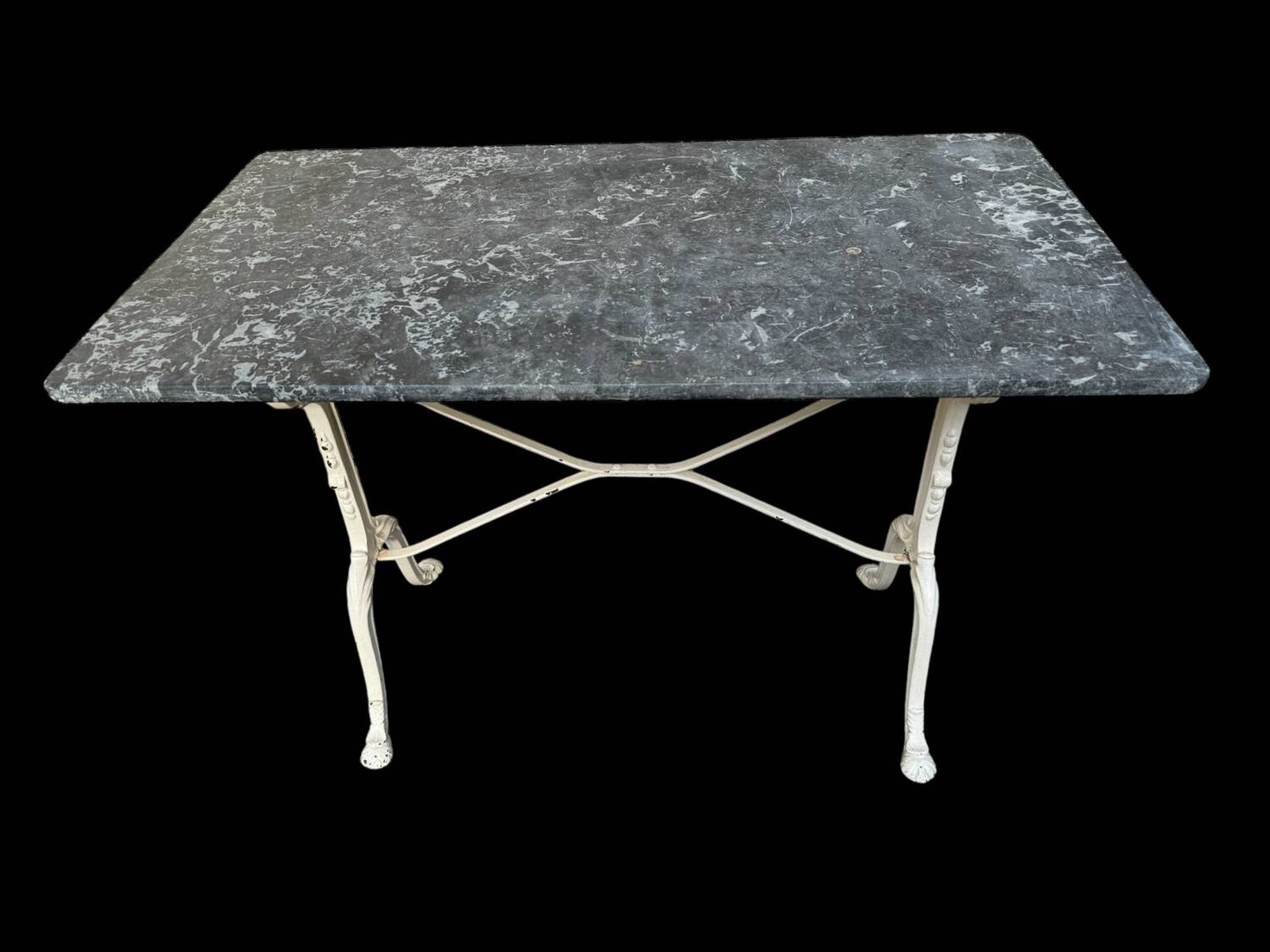 Table bistro Parisenne en fonte et marbre gris 1900