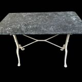 Parisian bistro table in cast iron and gray marble 1900