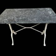 Table bistro Parisenne en fonte et marbre gris 1900