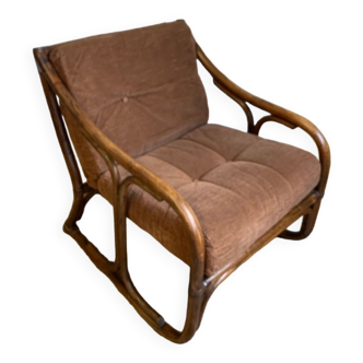 fauteuil en rotin vintage 1970S par Kok Maison France