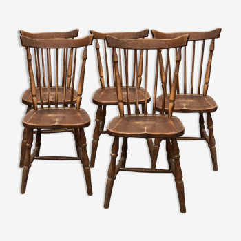 Ensemble de 5 chaises de bistrot style western