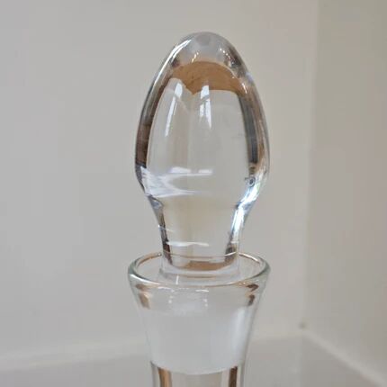 Vintage crystal carafe engraved with ears of wheat.