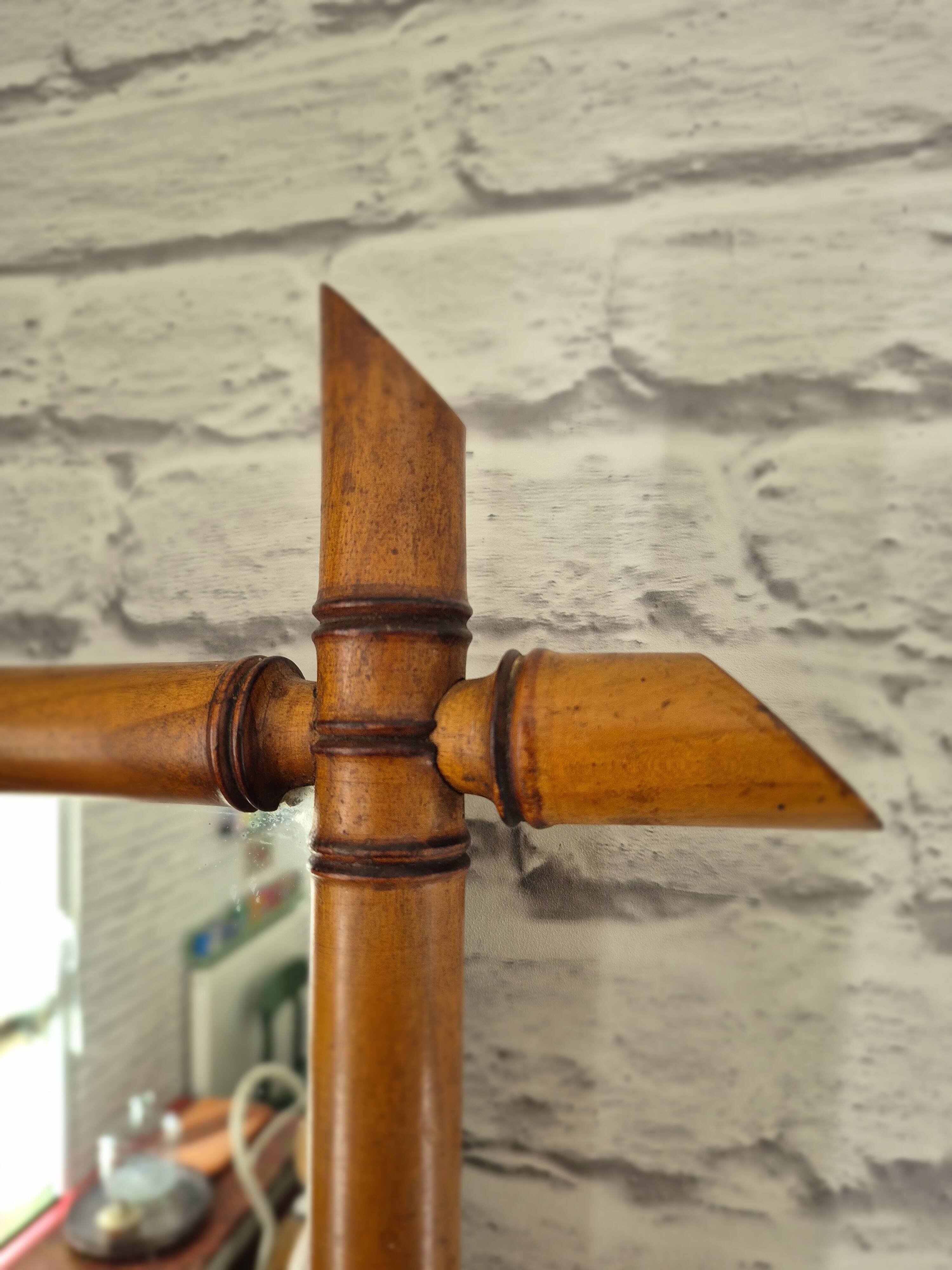 Vintage Belle Epoque Bamboo Turned Wood Mirror