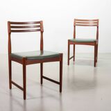 Bovenkamp Vintage Design Teak Wooden Dining Chairs with Leather Upholstery
