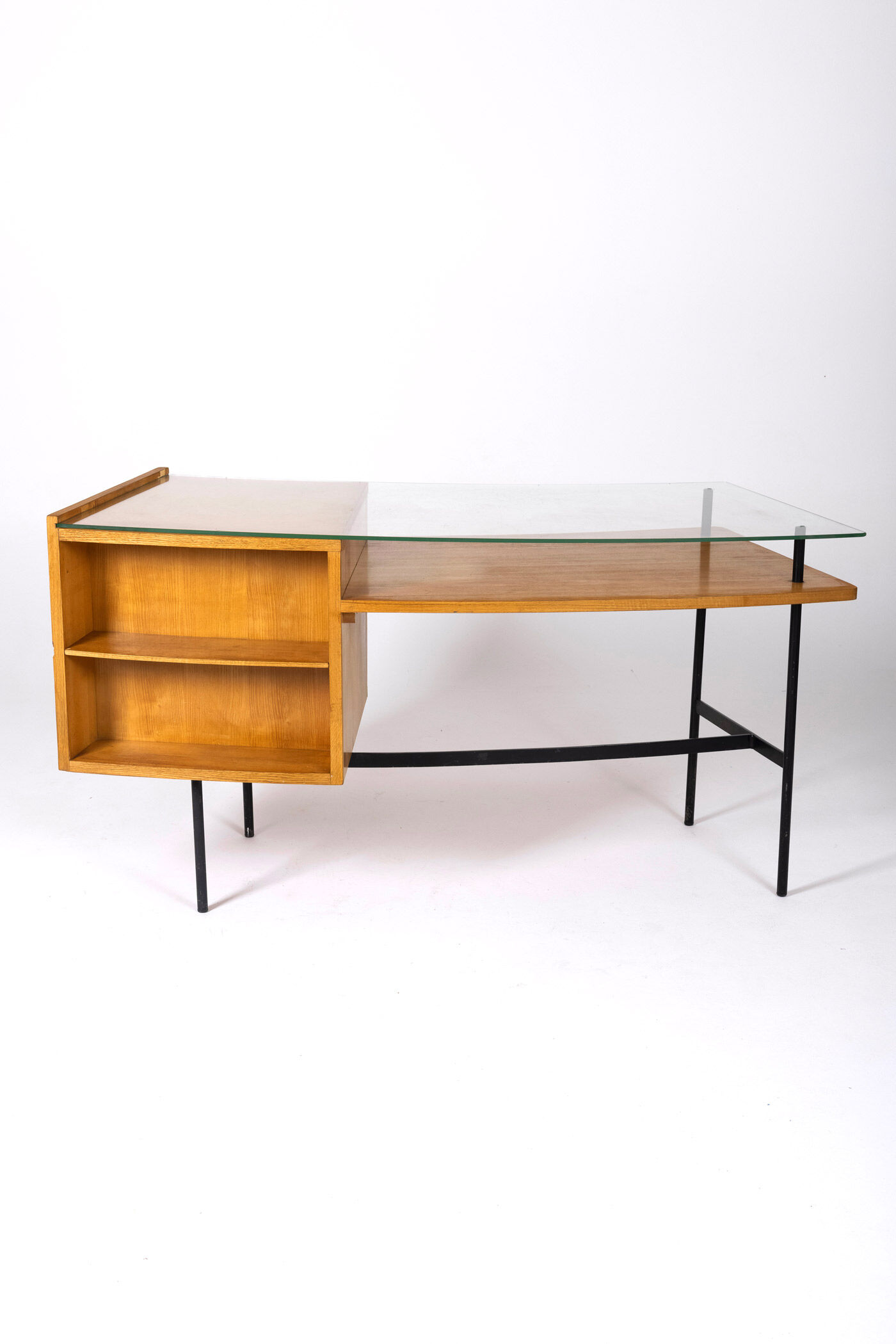 Bureau en bois et verre par Jean René Picard, 1960s