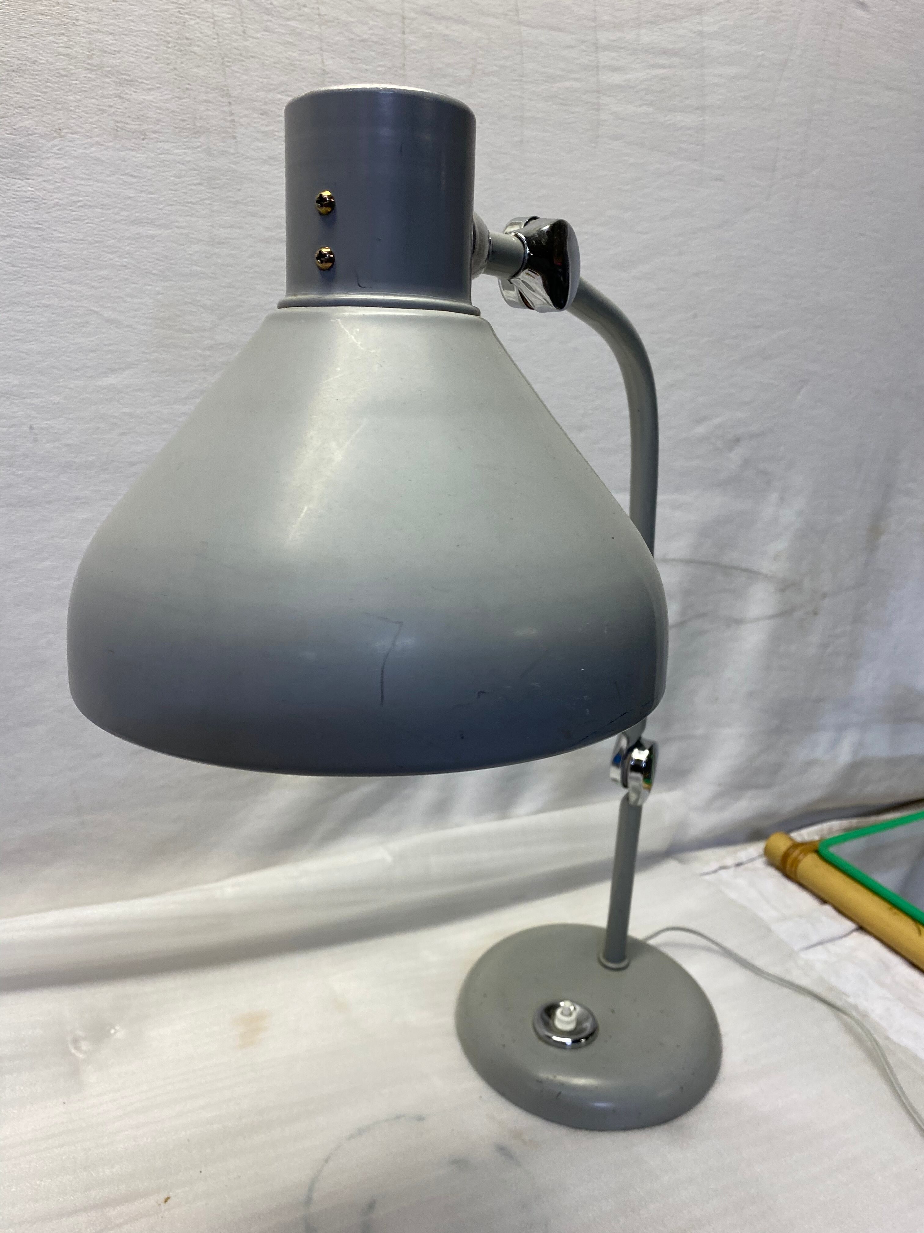 Industrial lamp in grey metal 60s