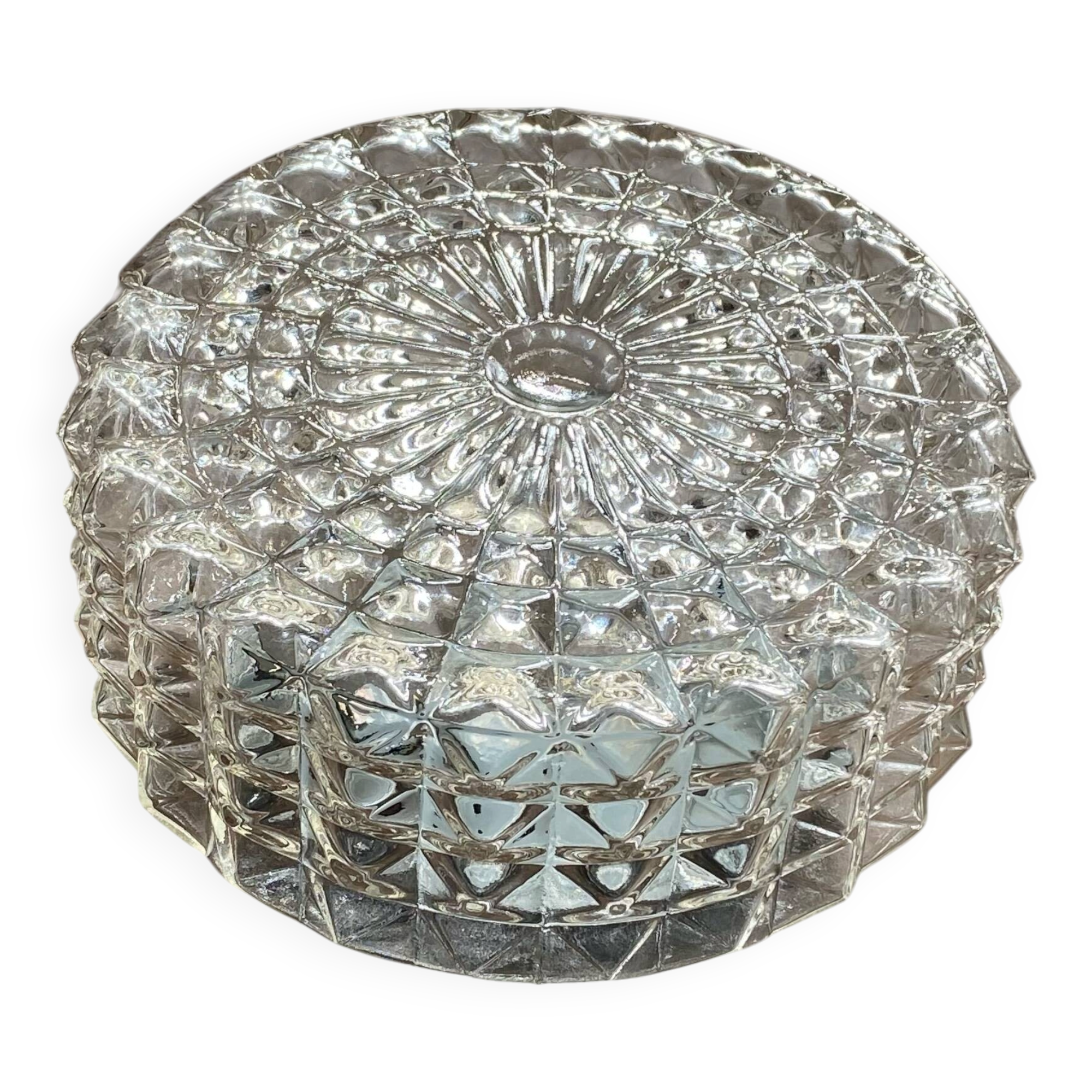Wall-mounted ceiling light transparent glass vintage 1970s fixture