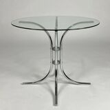Vintage chrome glass round dining table 70s space age