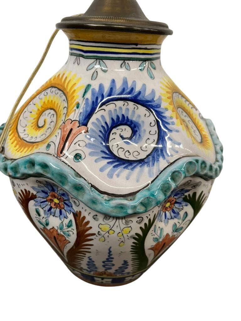 Vintage table lamp in Italian ceramic / Faience lamp
