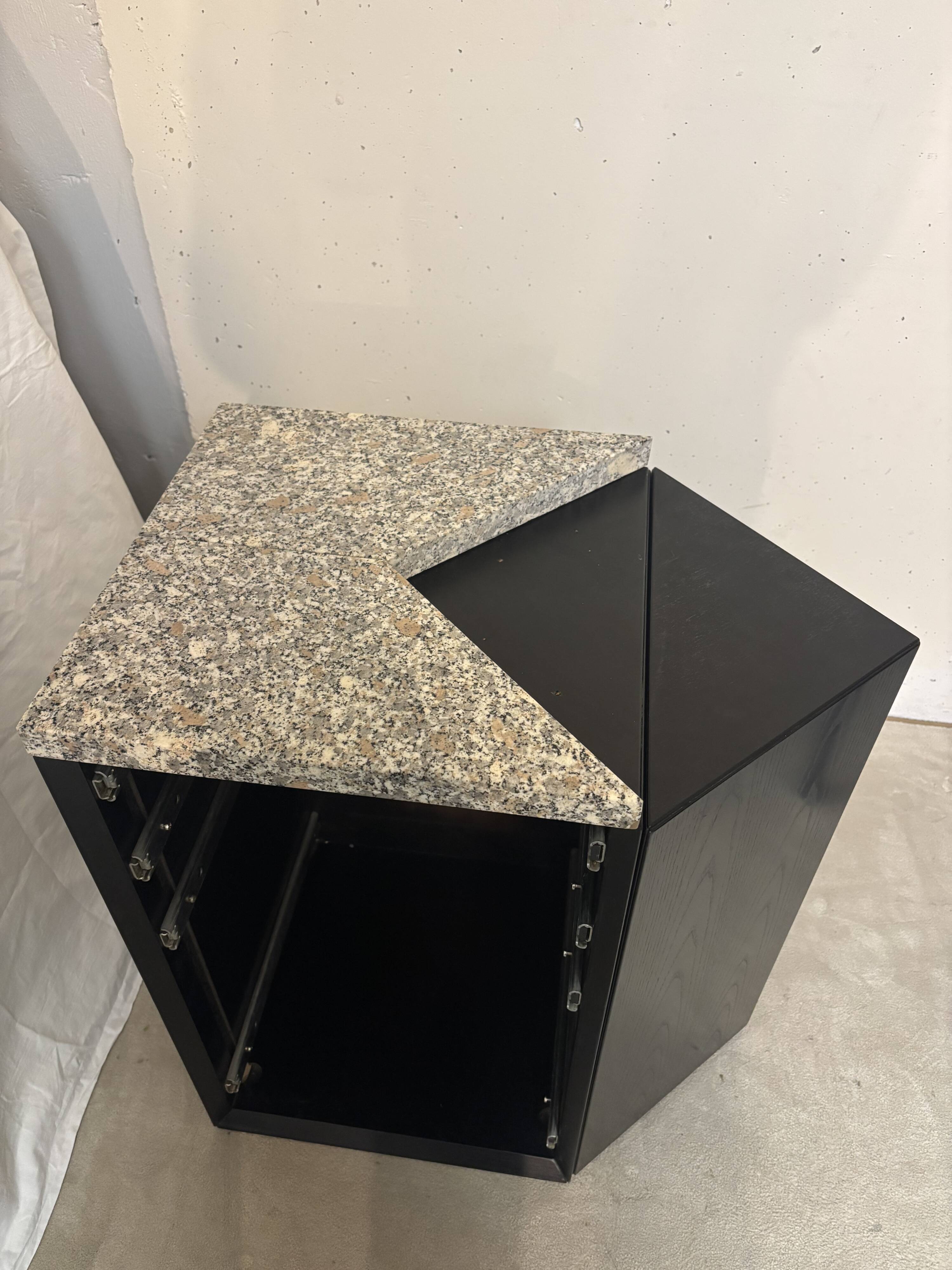 Large lacquered wood and granite desk 1980