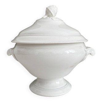 White iron earthenware soup tureen from Digoin and Sarreguemines late 19th century
