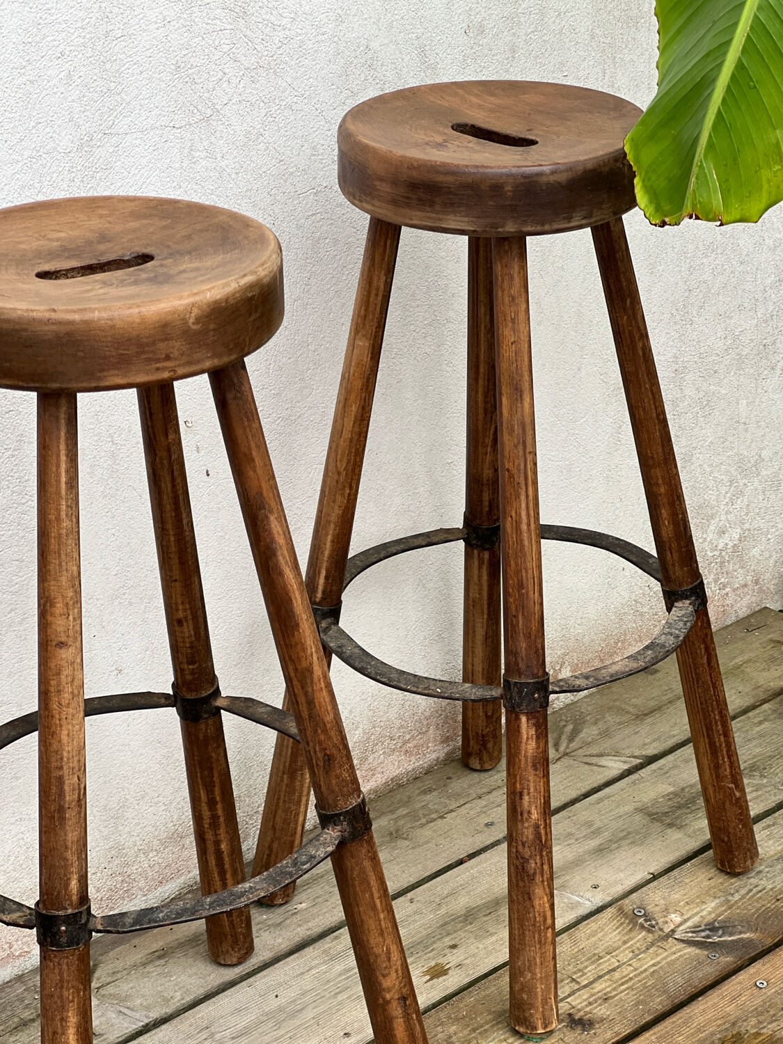 Set of 3 wooden stools
