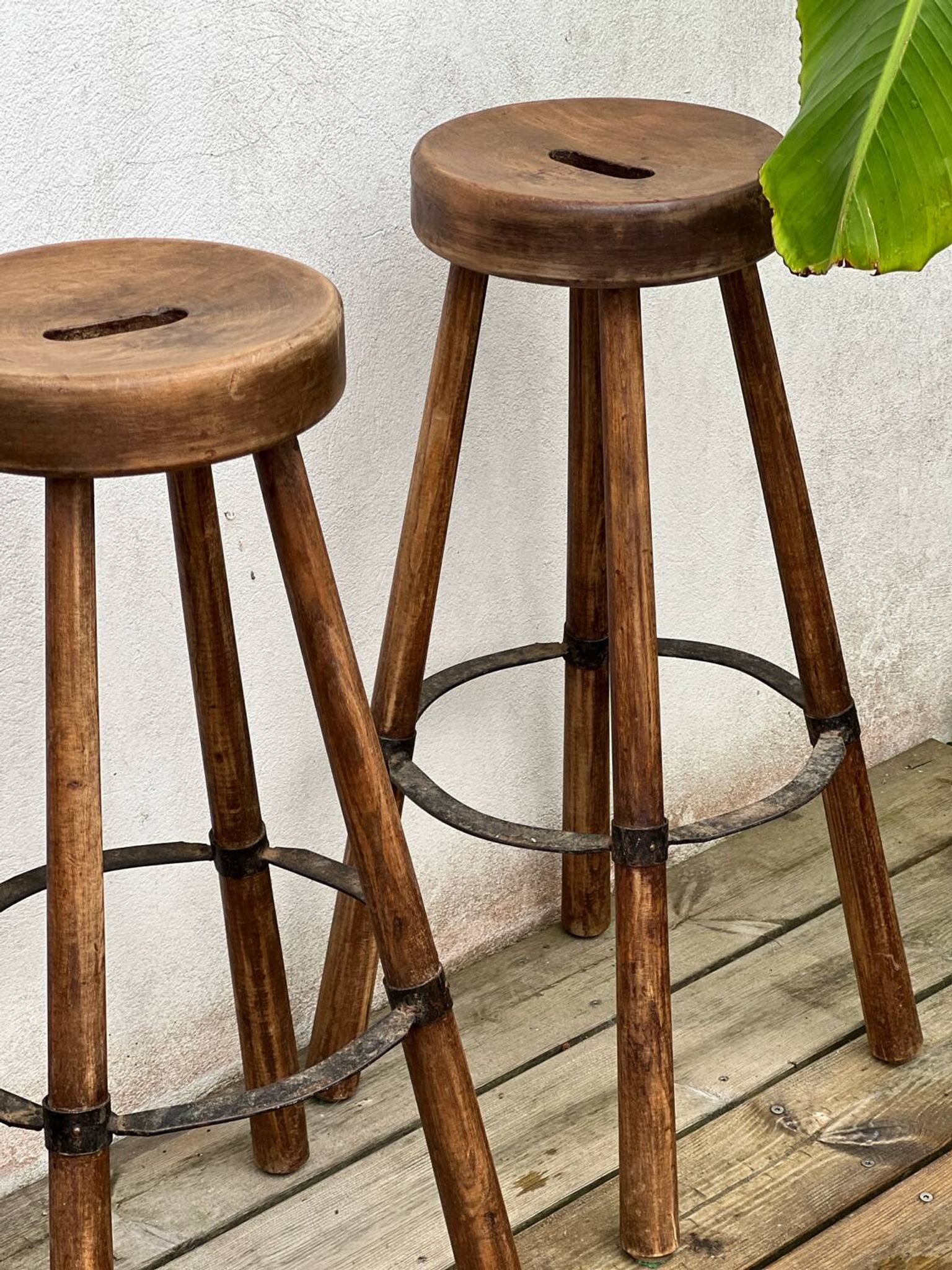 Set of 3 wooden stools