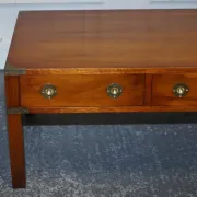 Vintage Military Campaign Coffee Table in Yew Wood and Brass