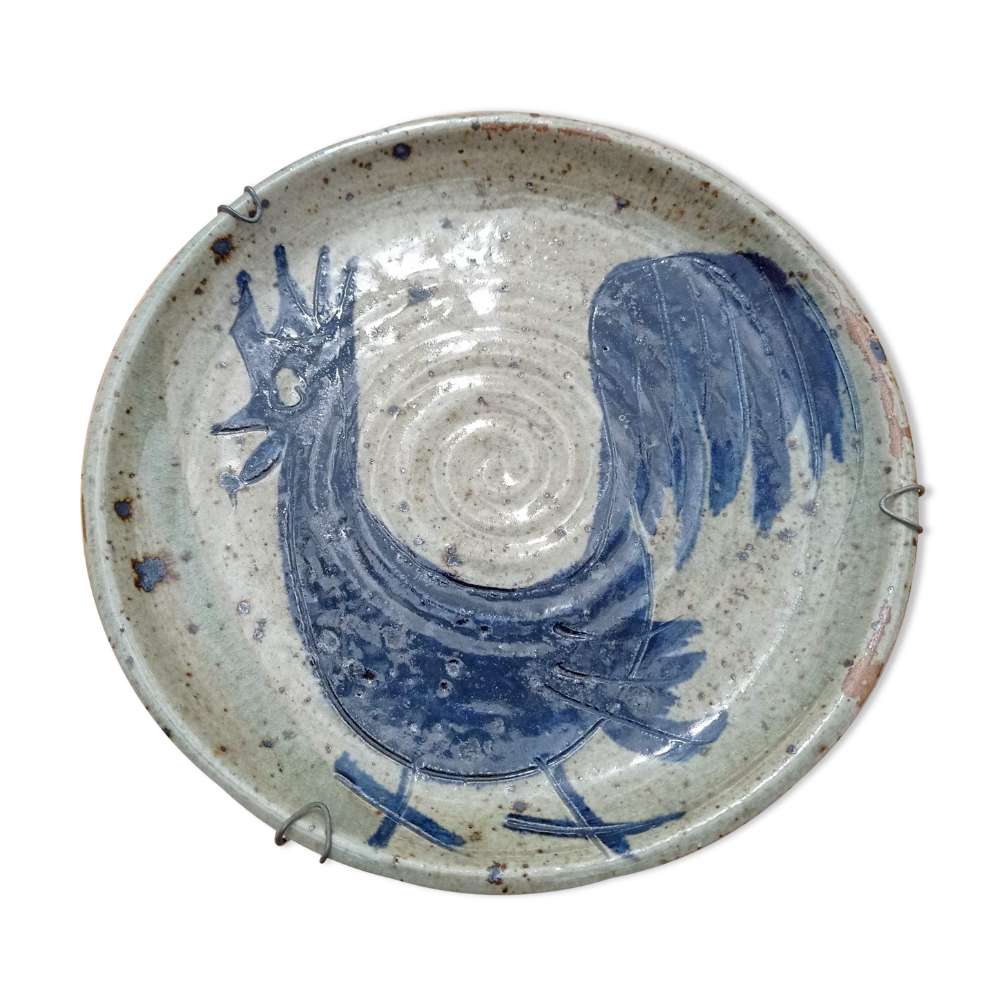 Signed stoneware dish