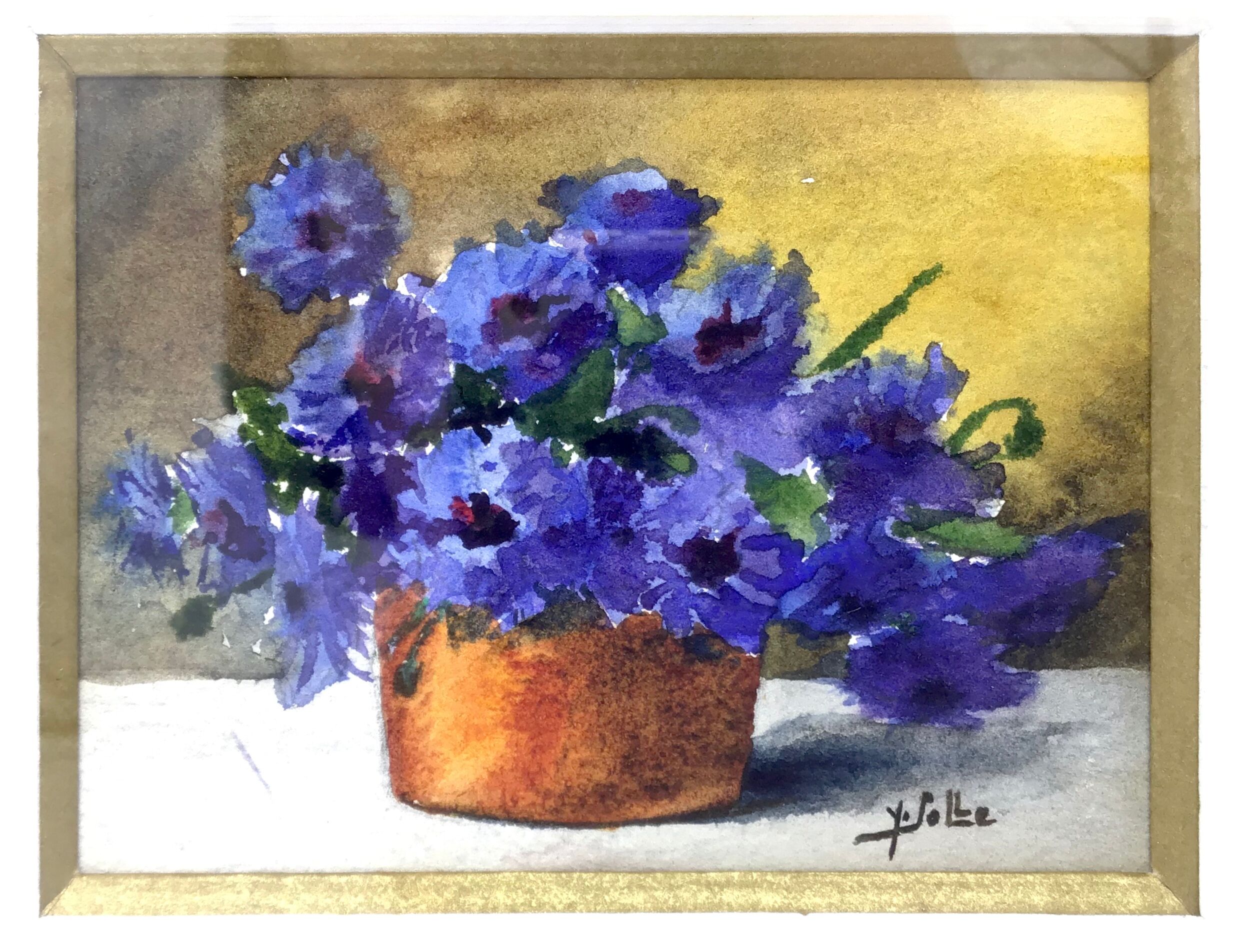 Ancient painting, still life with flowers, signed, 80s