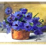 Ancient painting, still life with flowers, signed, 80s