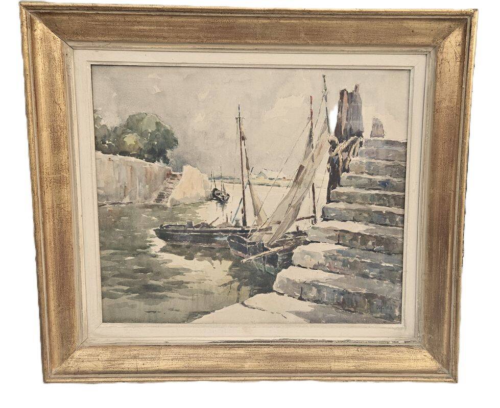 Legrand Aquarelle Marine Béziers 1955