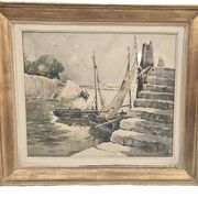Legrand Aquarelle Marine Béziers 1955