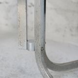 Table chrome steel smoked glass slab. France, circa 1970