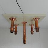 Rare ceiling lamp with 5 glass balls, Ott international, 1970s