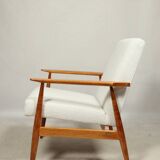 White curly armchair Scandinavian design by H. Lis 1970