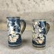 Set of two large vintage glazed terracotta mugs.