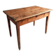 Table de ferme rustique en pin et cerisier, 1 tiroir, années 1930