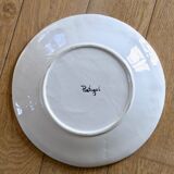 Vintage Portuguese earthenware dish with strawberries and pink flowers