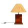 Italian 60s table lamp made of wood and leather with paper straw lampshade