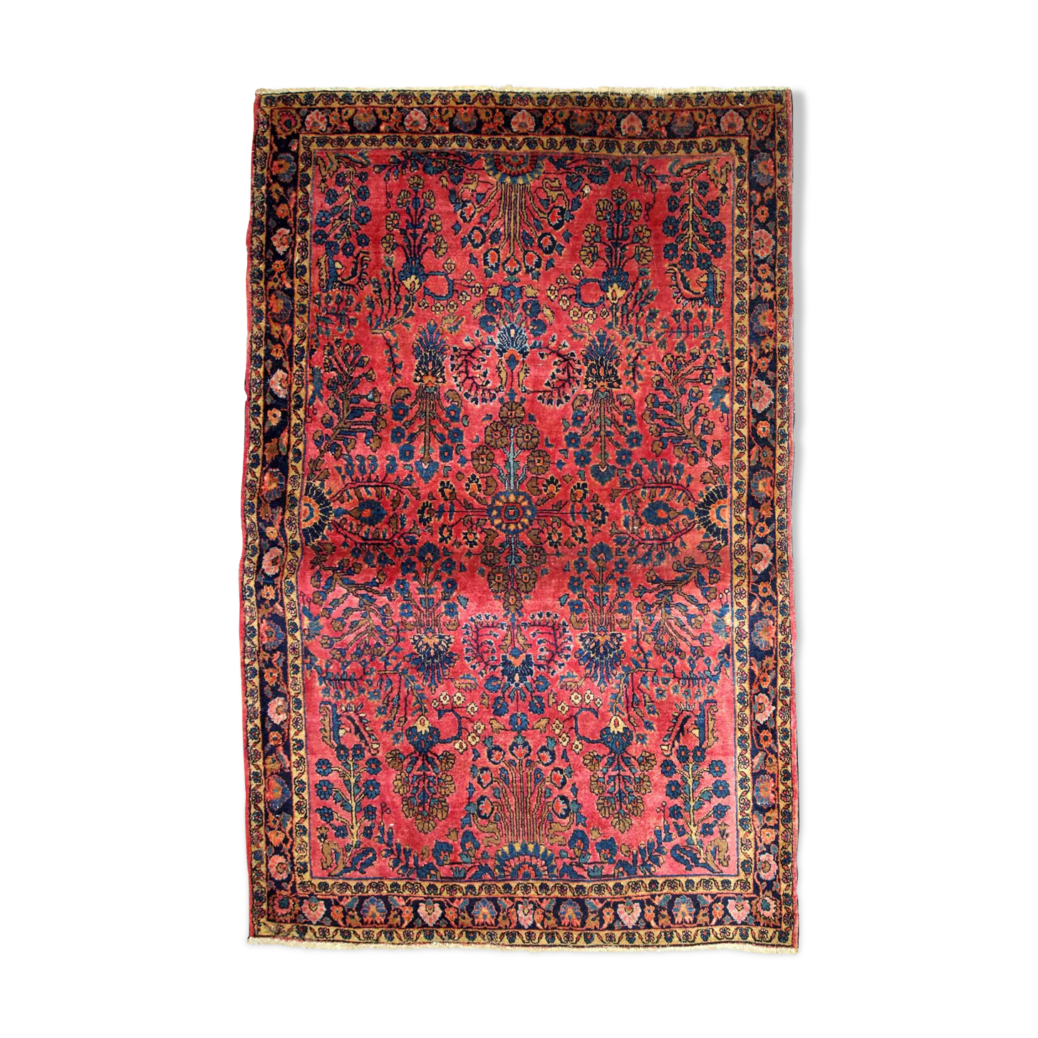 Ancient Persian Sarouk handmade carpet 112cm x 164cm 1920s, 1B748
