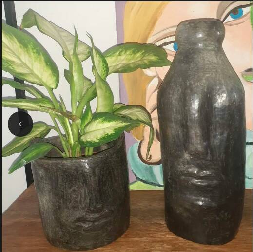 Berber black portrait vase - Tunisian Crafts
