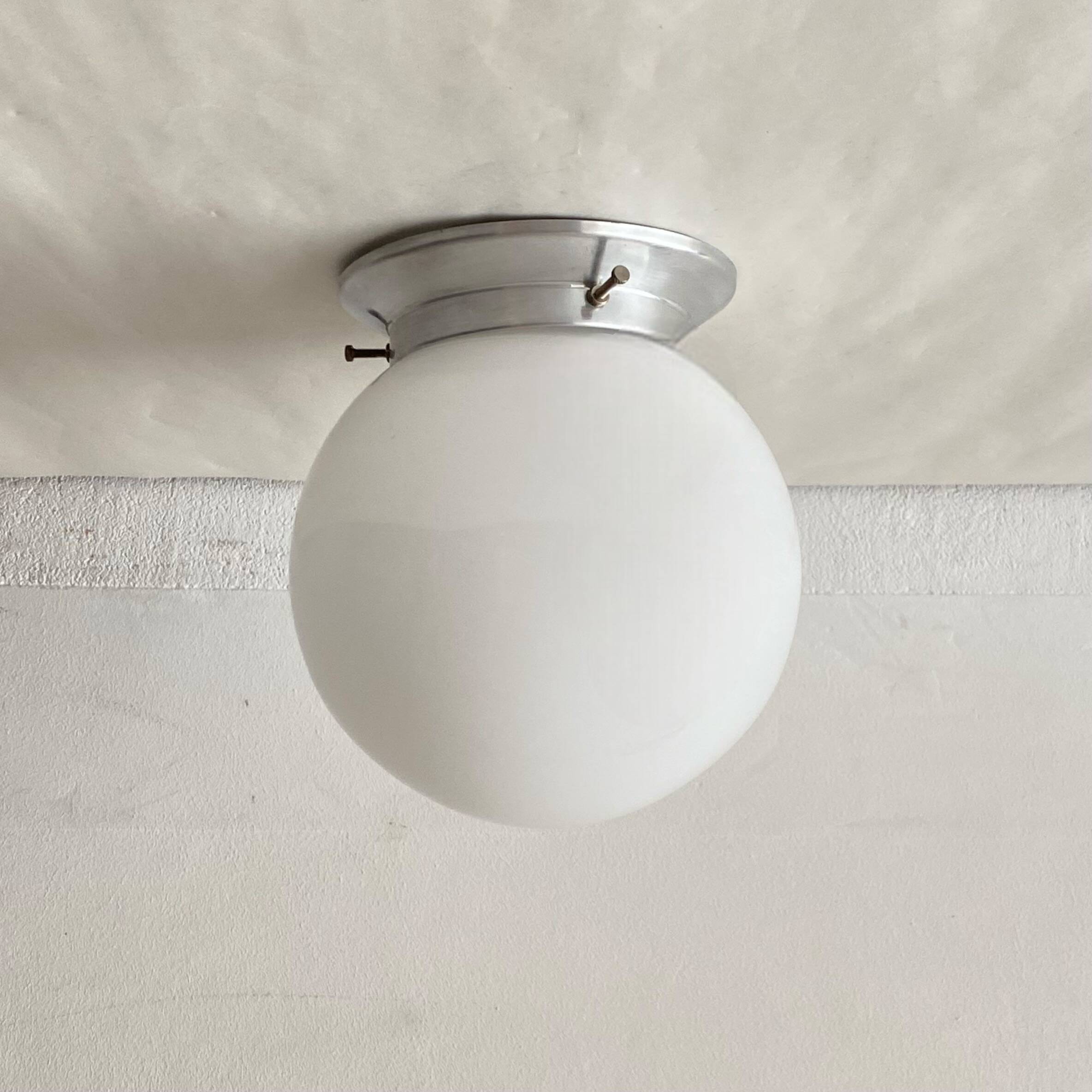 Small wall light ceiling light white opaline glass globe aluminum fixing base LAMP-7335