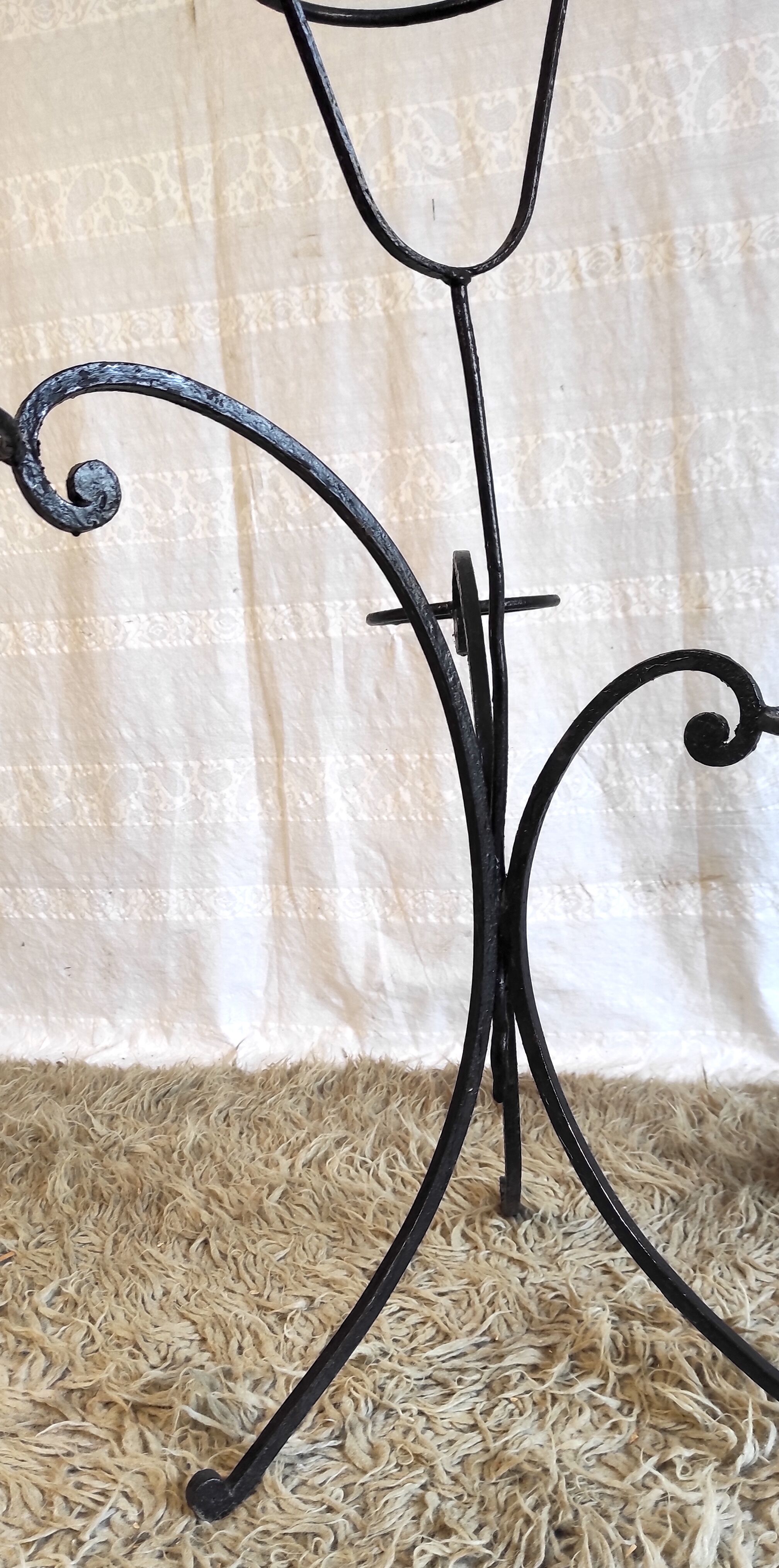 Black lacquered metal plant holder 50s/60s
