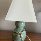 Sandstone lamp with dragonfly decoration signed