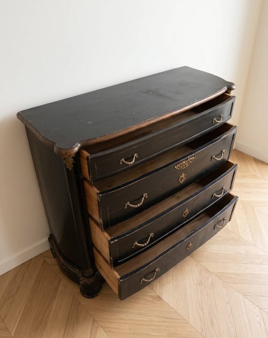 Napoleon III black and brass commode