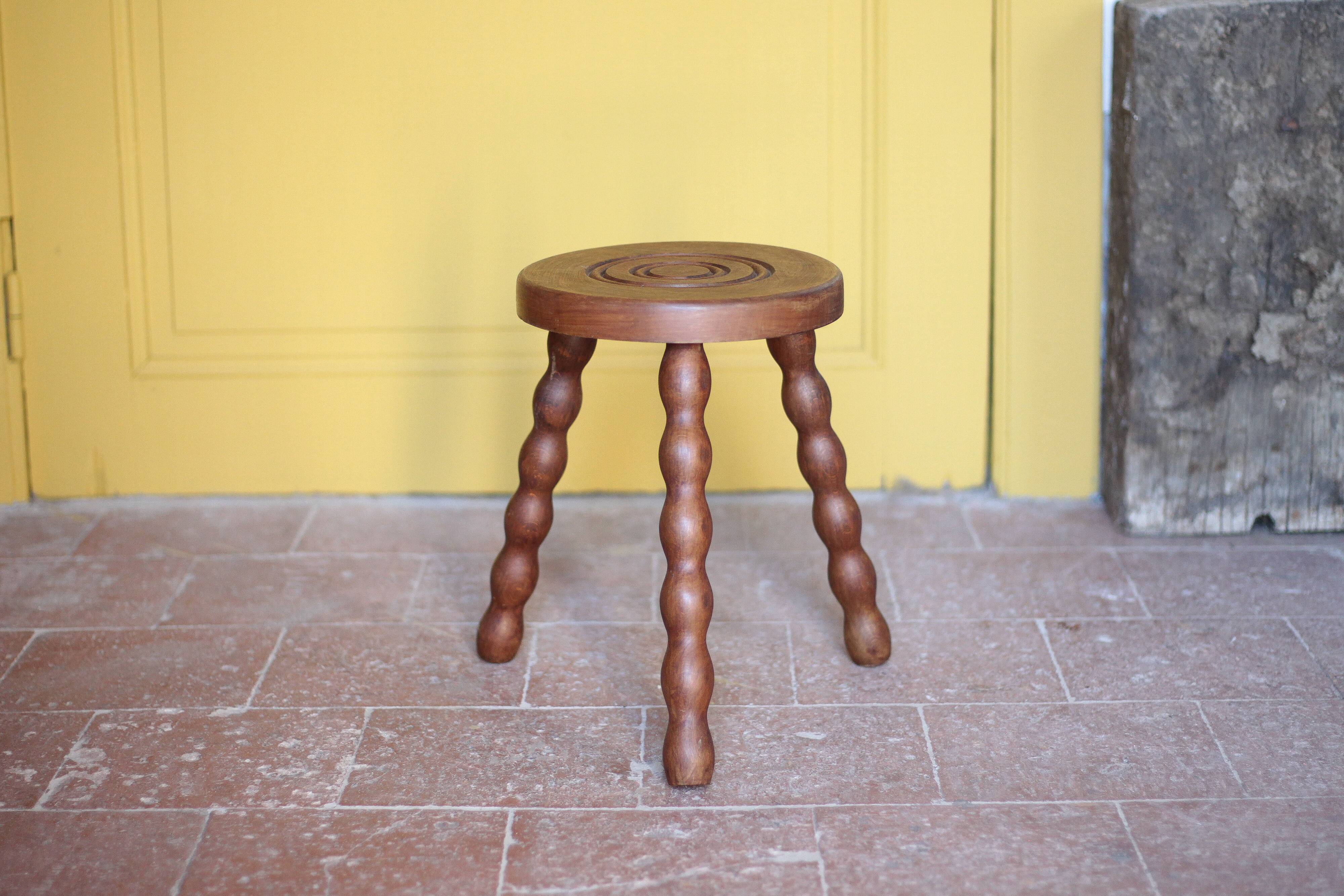 Vintage stool, wooden stool, tripod stool, accent chair