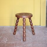 Vintage stool, wooden stool, tripod stool, accent chair