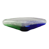 Czechoslovakian art glass bowl from Novy Bor, blue and green, 1960s.