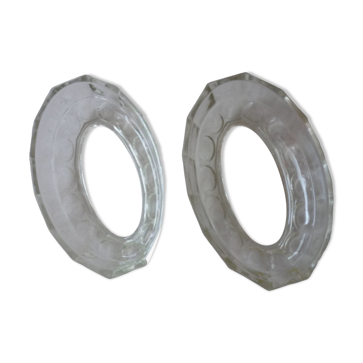 Pair of large old art deco glass ramekins