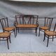 Curved wooden lounge 1900, a bench and four chairs