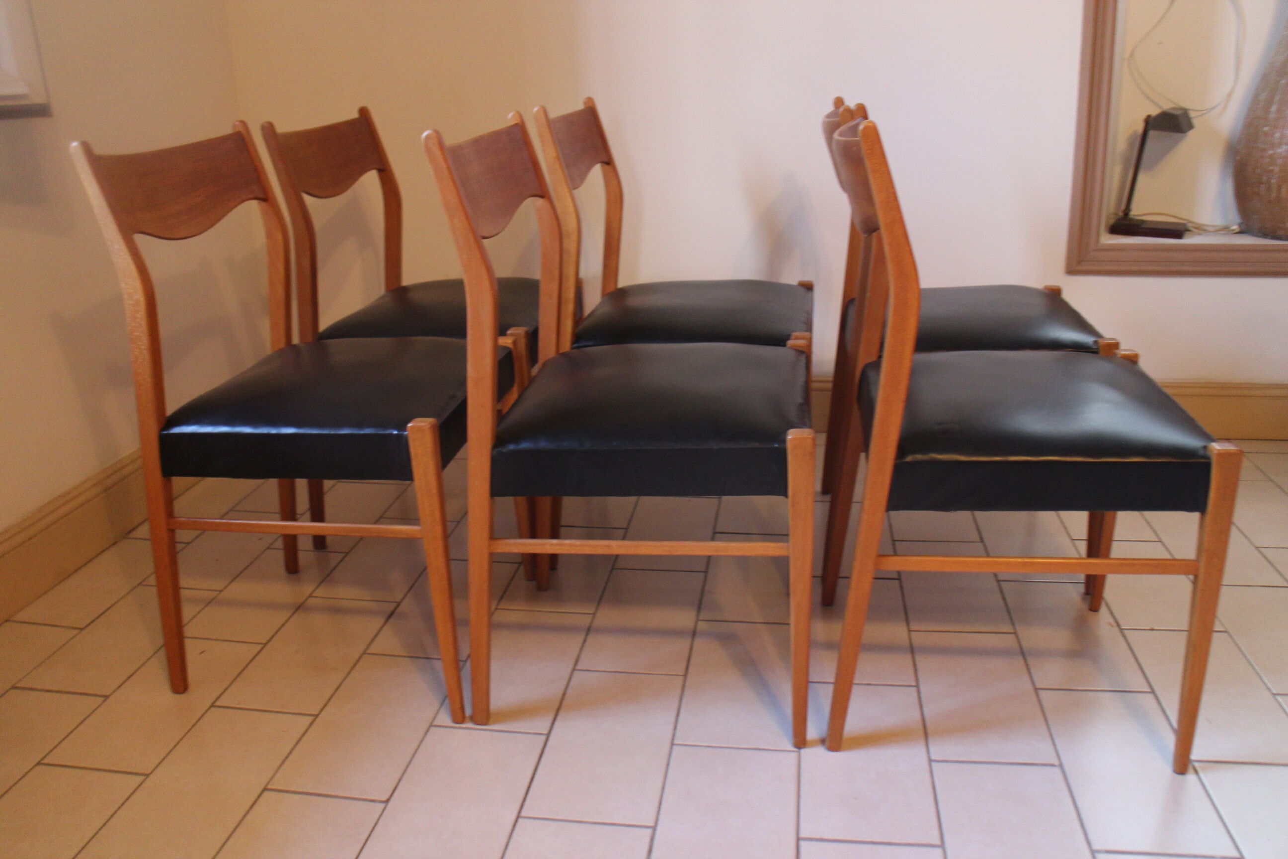 Series of 6 Scandinavian chairs in teak and skaÏ