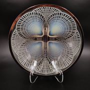 Rare Art Deco opalescent glass bowl with geometric shell motif by Lalique