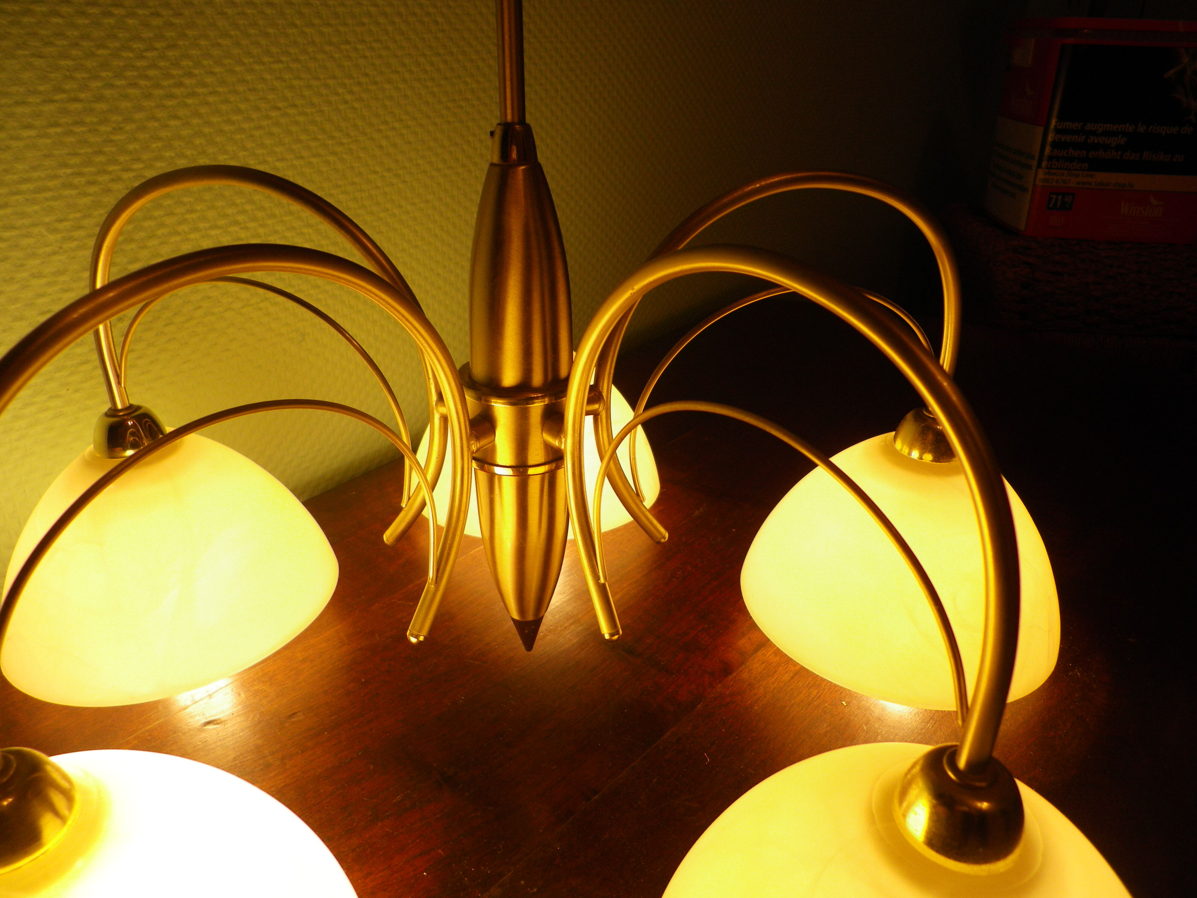 5-branched pendant light from the 70s, Honsel, Germany