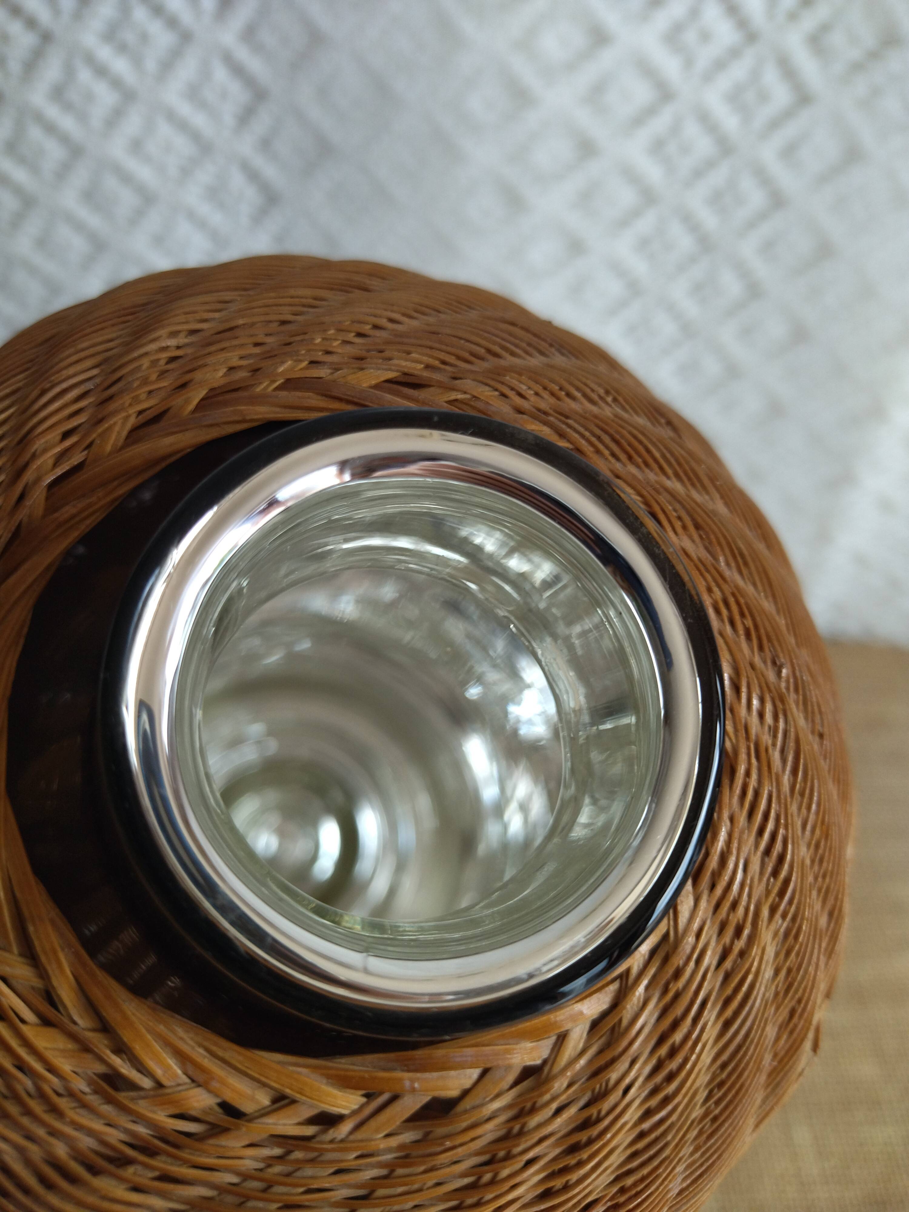 Vintage 70s rattan bamboo thermos carafe