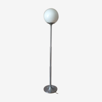 Lampadaire tulipe télescopique avec sa boule en opaline des années 70