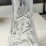 Vase in cut Bohemian crystal. Cross/Star/Foliage patterns. Boho-Chic style. High 24.5 cm