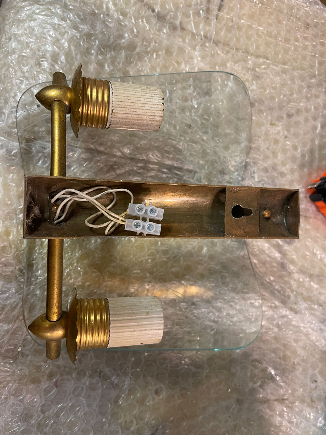 Italian Brass Glass Sconces 1950’s
